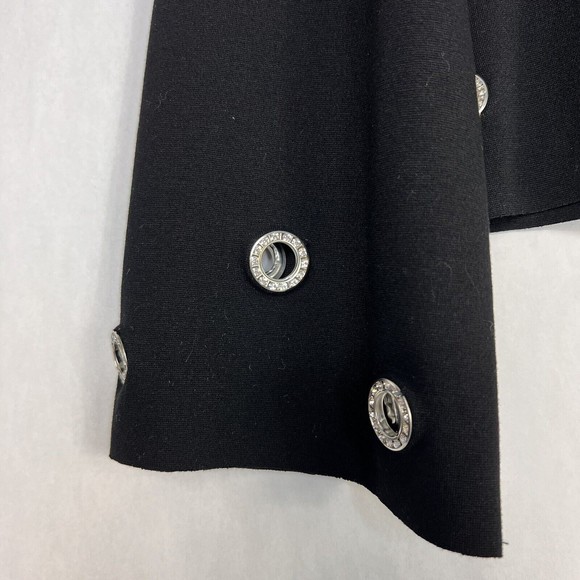 Zara Top Womens Small Black Boat Neck Rhinestone Grommet Long Sleeve Pullover - Picture 4 of 12